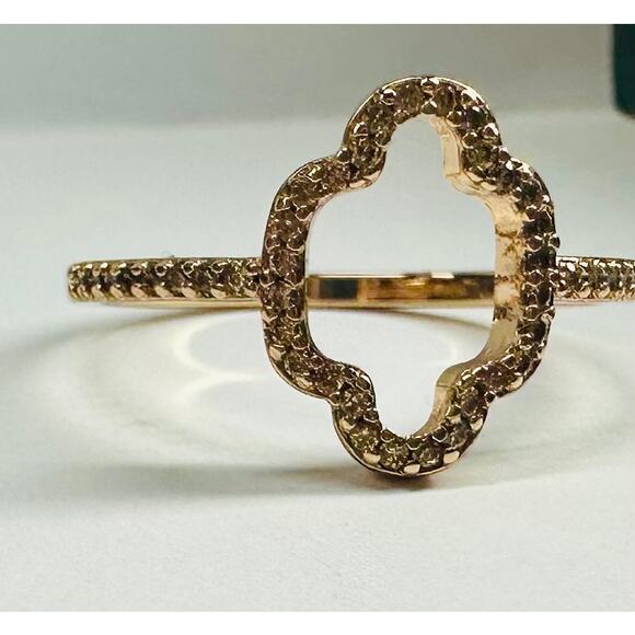 Rotse GOLD Morganite & Topaz CUT OUT Unique Ring Size 10 - Picture 1 of 6